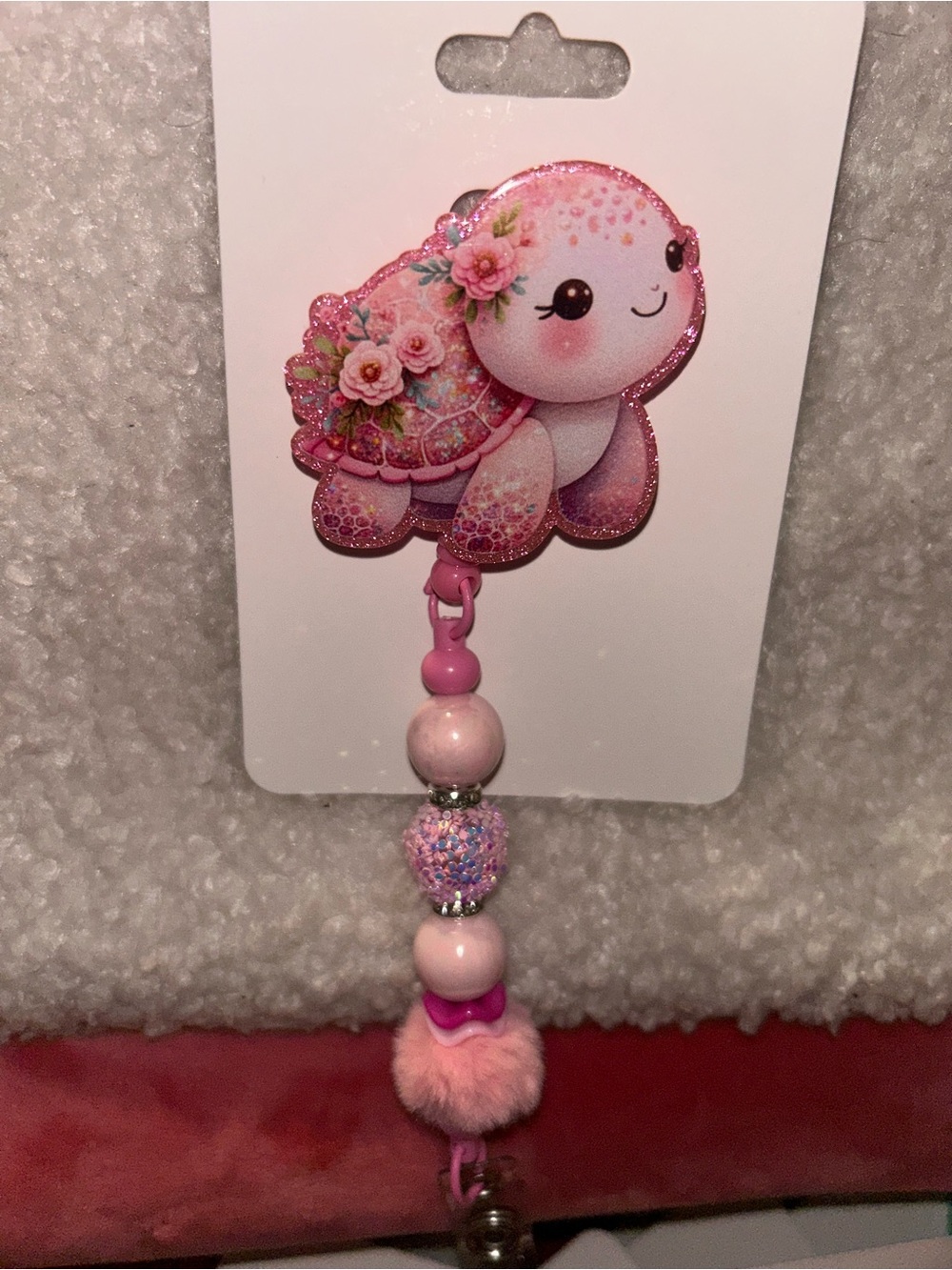 Pink Cute Turtle Badge reel